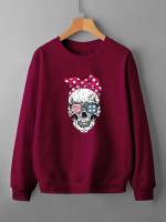  Halloween Burgundy Long Sleeve Women Sweatshirts 3191