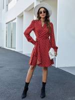  Polka Dot Long Sleeve Women Clothing 8563