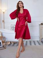 Belted Elegant Plain Underwear  Sleepwear 180