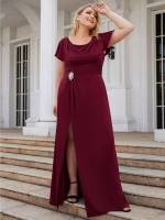  Regular Fit Glamorous Rhinestone Plus Size Dresses 7669