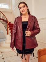  Burgundy Plus Size Blazers 4410