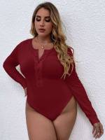 Casual Burgundy Plain Women Plus Clothing 721