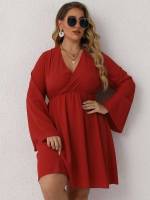 Long Sleeve Regular Fit Short Plus Size Dresses 940