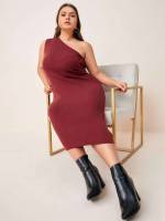  Burgundy Plain Elegant Women Plus Clothing 8182