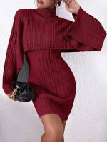  Regular Fit Plain Elegant Women Sweater Co-ords 3074