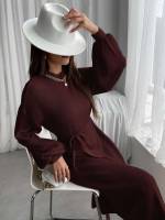 Casual Long Sleeve Belted Women Clothing 394