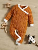  Burnt Orange Round Neck Long Baby Clothing 645