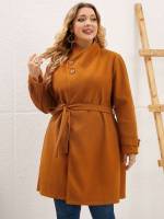 Plain  Burnt Orange Women Plus Clothing 5