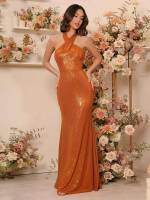  Plain Sleeveless Burnt Orange Wedding  Special 8220