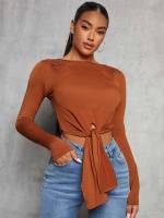  Casual Regular Fit Burnt Orange Women Clothing 595