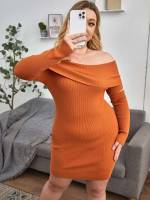  Burnt Orange Regular Fit Long Sleeve Plus Size Knitwear 4943