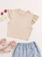 Ruffle Slim Fit Round Neck Girls Clothing 1092