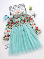 Regular Fit Floral Cadet Blue Kids Clothing 703