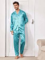 Casual Pocket Cadet Blue Men Loungewear Sets 4475