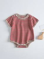 Round Neck Short Sleeve Short Striped Baby Clothing 571