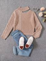 Camel Casual Long Sleeve Plain Girls Knitwear 4689