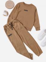 Casual Long Sleeve Letter Round Neck Boys Clothing 33