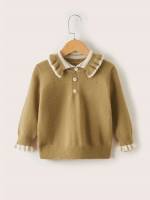  Camel Peter Pan Collar Plain Toddler Girls Knitwear 5675