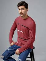  Round Neck Striped Men Tops 1238