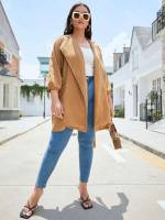 Regular Fit Short Camel Waterfall Plus Size Outerwears 703