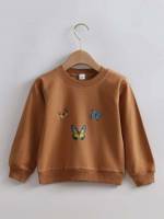 Camel Round Neck Regular Casual Kids Clothing 543