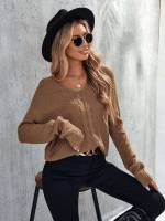 Casual Regular Fit Long Sleeve Women Knitwear 5007