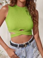 Slim Fit Camel Casual Crop Women Tops, Blouses  Tee 7359