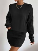  Long Sleeve Round Neck Women Sweater Dresses 9588