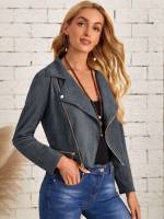  Lapel Crop Casual Women Outerwear 256