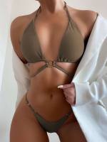 Plain Halter Sexy Women Beachwear 198