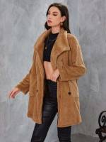 Short Camel Pocket Women Outerwear 7924