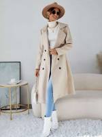  Plain Midi Split Women Overcoats 3192