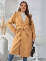 Hooded Long Sleeve Midi Plus Size Outerwears 8119