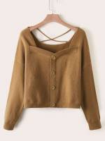  Camel Long Sleeve Plus Size Sweaters 7636