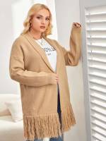 Casual Fringe Long Sleeve Plus Size Knitwear 2467