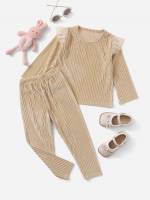 Regular Fit Long Sleeve Ruffle Plain Kids Clothing 5181