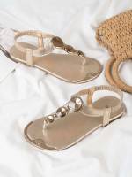 Plain  Champagne Women Sandals 1371