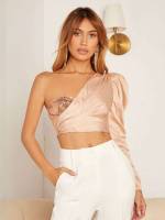 Contrast Sequin Glamorous Crop Women Tops, Blouses  Tee 1548