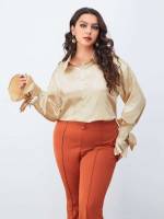 Collar Long Sleeve Elegant Plus Size Tops 7489