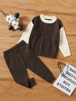 Long Sleeve Colorblock Rib-Knit Baby Clothing 634