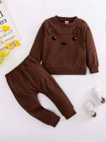  Round Neck Long Sleeve Chocolate Brown Baby Clothing 587