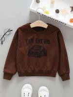 Car Round Neck Casual Regular Fit Toddler Girl Sweatshirts 5212