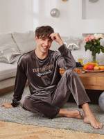  Long Sleeve Chocolate Brown Men Underwear  Loungewear 845