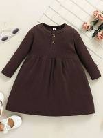 Button Regular Fit Long Sleeve Toddler Girls Clothing 298