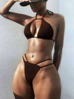  Cut Out Chocolate Brown Sexy Women Bikini Sets 549