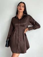  Regular Fit Button Front Long Sleeve Women Dresses 1120