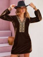  Boho Embroidery Long Sleeve Women Dresses 2541