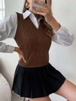 Crop  Women Sweater Vests 7849