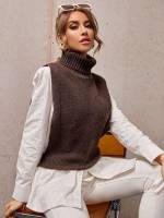 Button Chocolate Brown Plain Women Clothing 5745