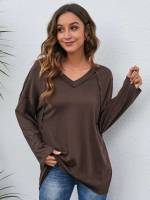  Long V neck Women Tops, Blouses  Tee 7729